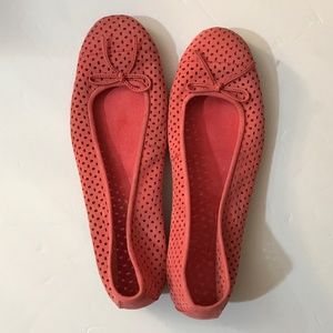 Coldwater Creek size 8.5 perforated Coral Nubuck leather ballet flats…